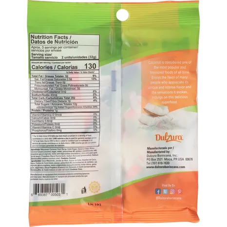 Dulzura Borincana Coconut Snacks 3.4 oz - Image 3